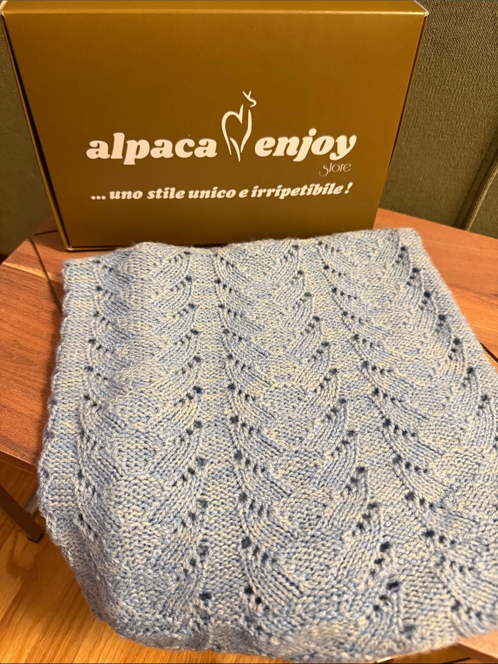 Alpaca Enjoy Light Blue Knit Neck Gator